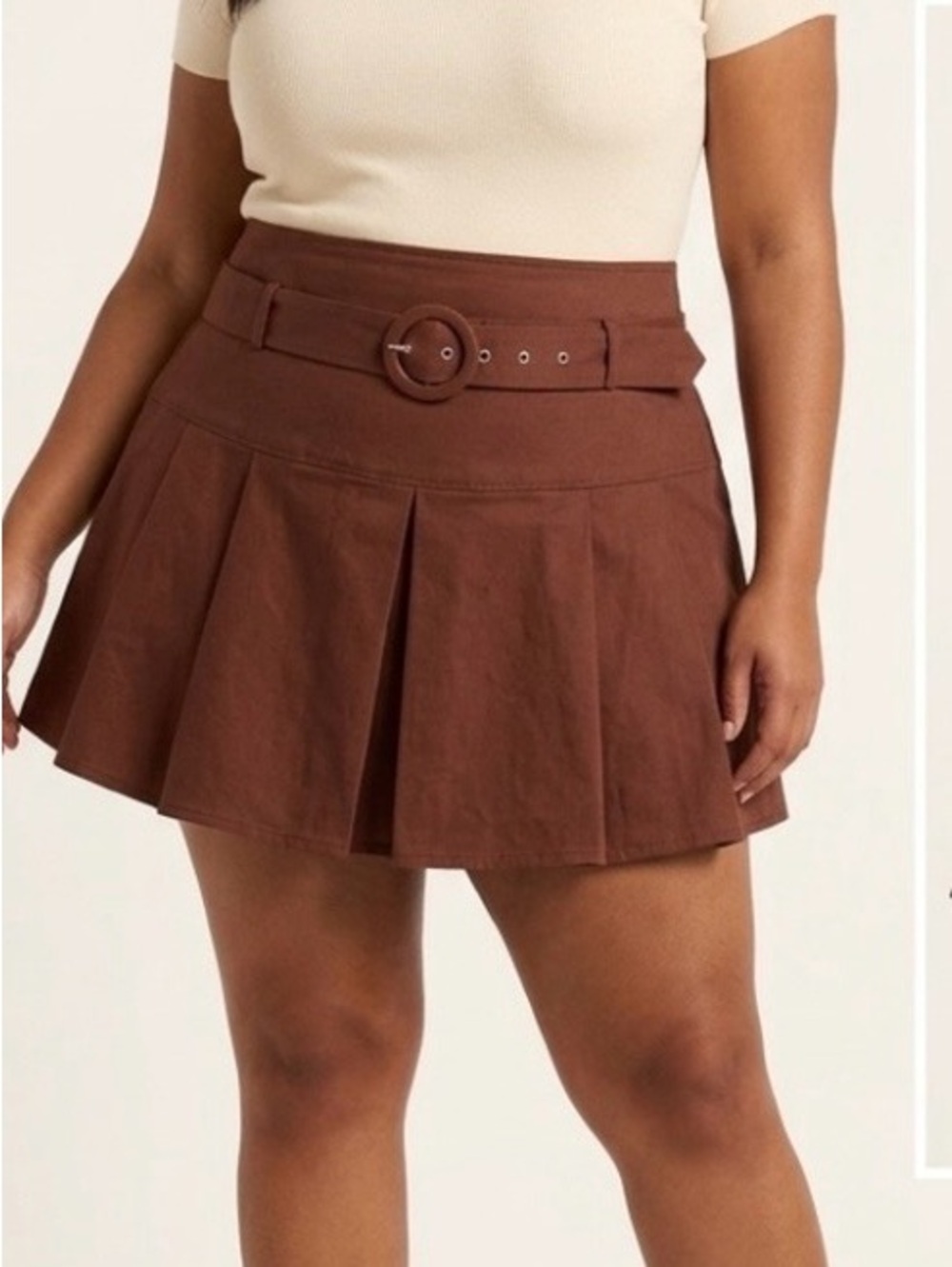 Anthropologie Maeve Brown Belted Pleated Skort Plus Size 16W Y2K Aesthetic